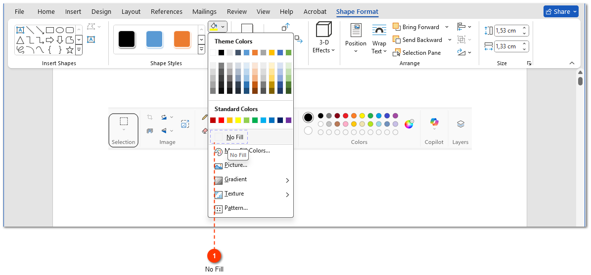 drawing shape in word screenshot