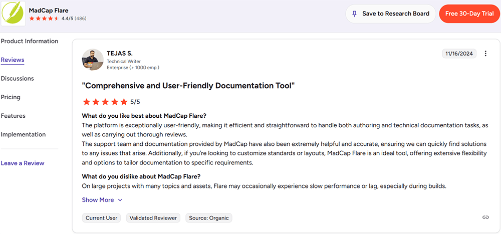 MadCap Flare user reviews