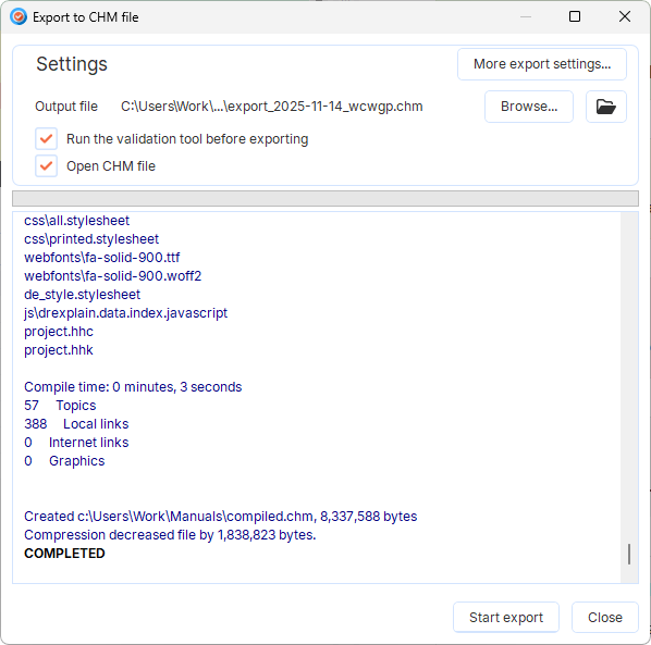 Export to CHM file in Dr.Explain