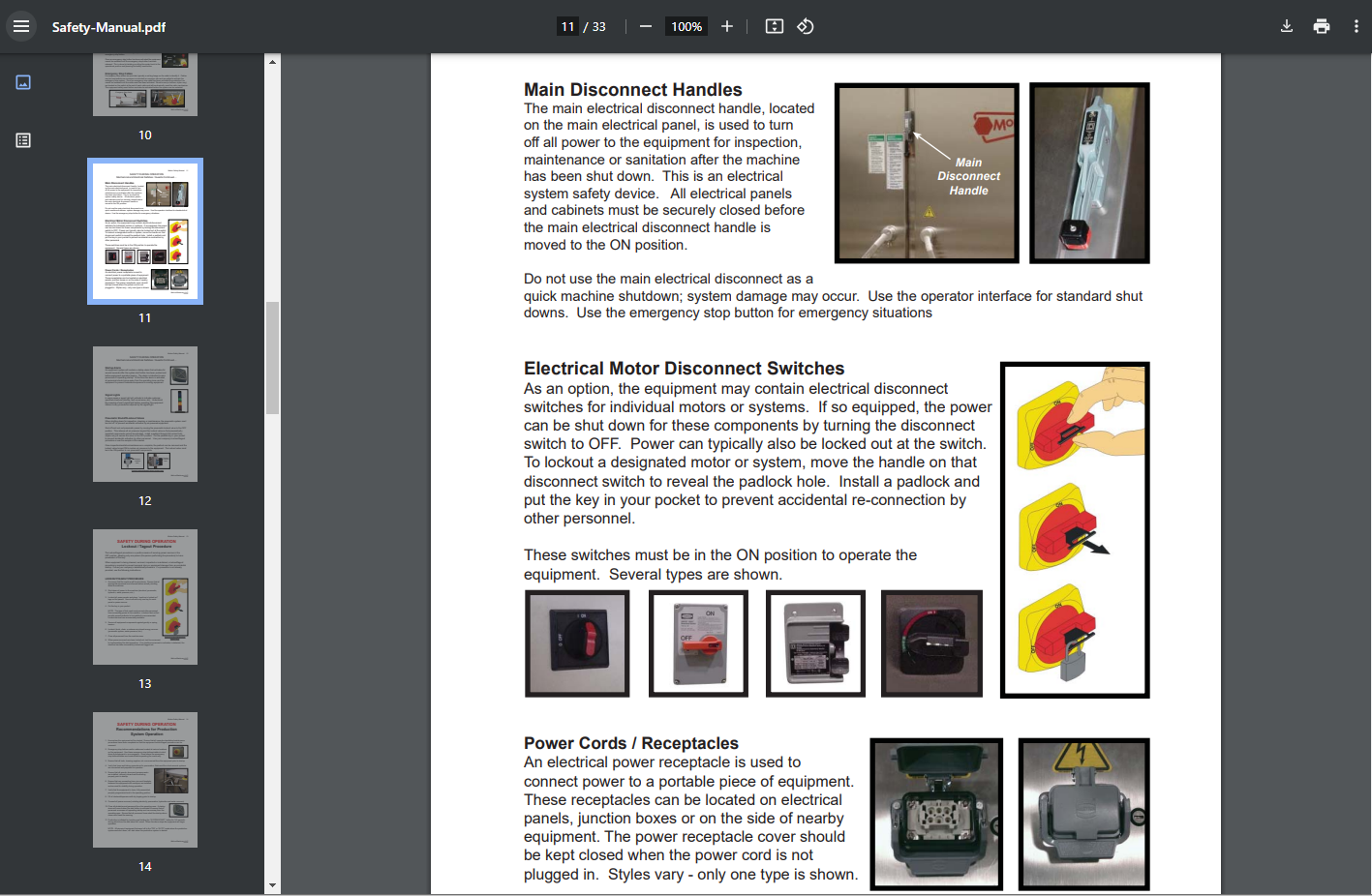photos of instruments and equipment in the user documentation