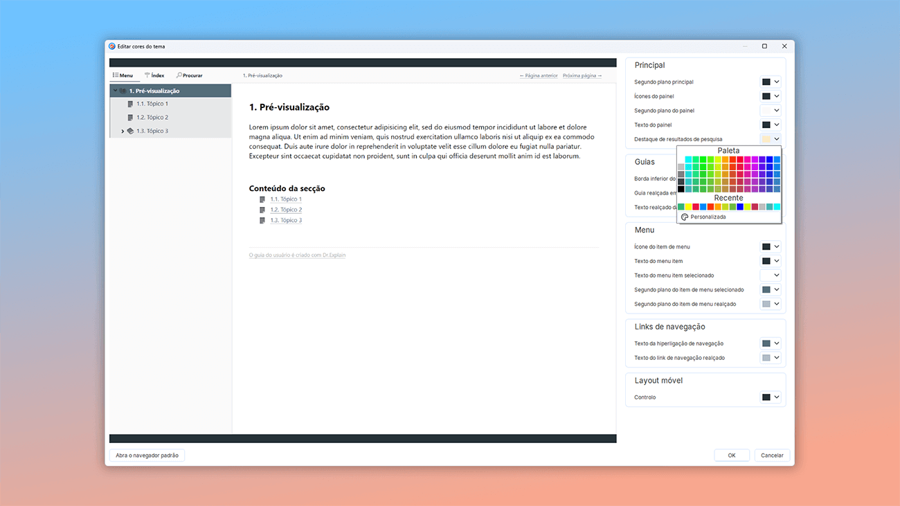 exportar documentação de usuário para diferentes formatos