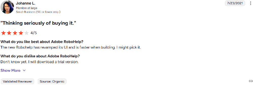 Adobe RoboHelp customer review