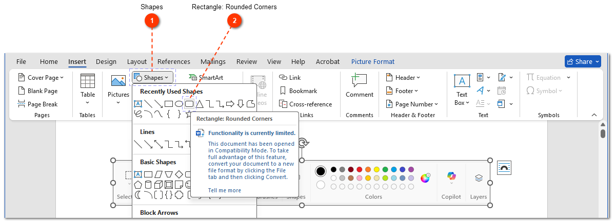 how to add annotations on screenshots in Word tutorial
