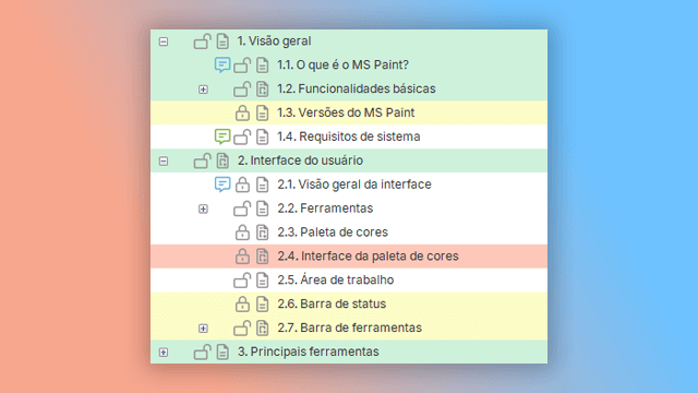 bloqueando tópicos em ferramenta de criação de ajuda