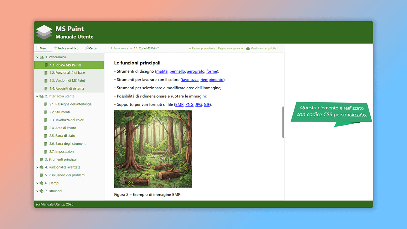 come personalizzare il manuale online e il file di aiuto