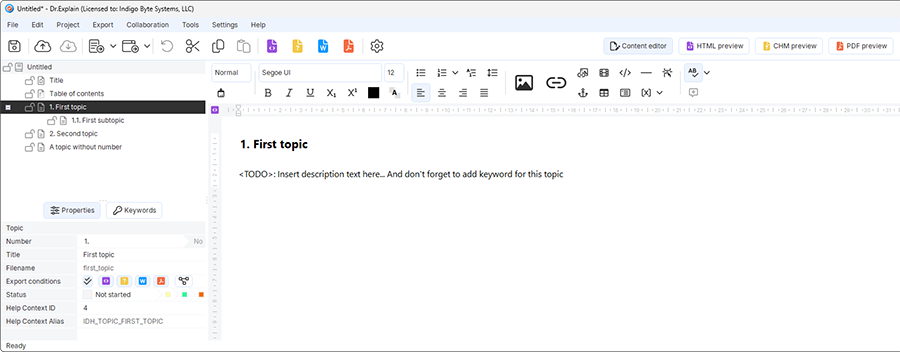Dr.Explain editor interface