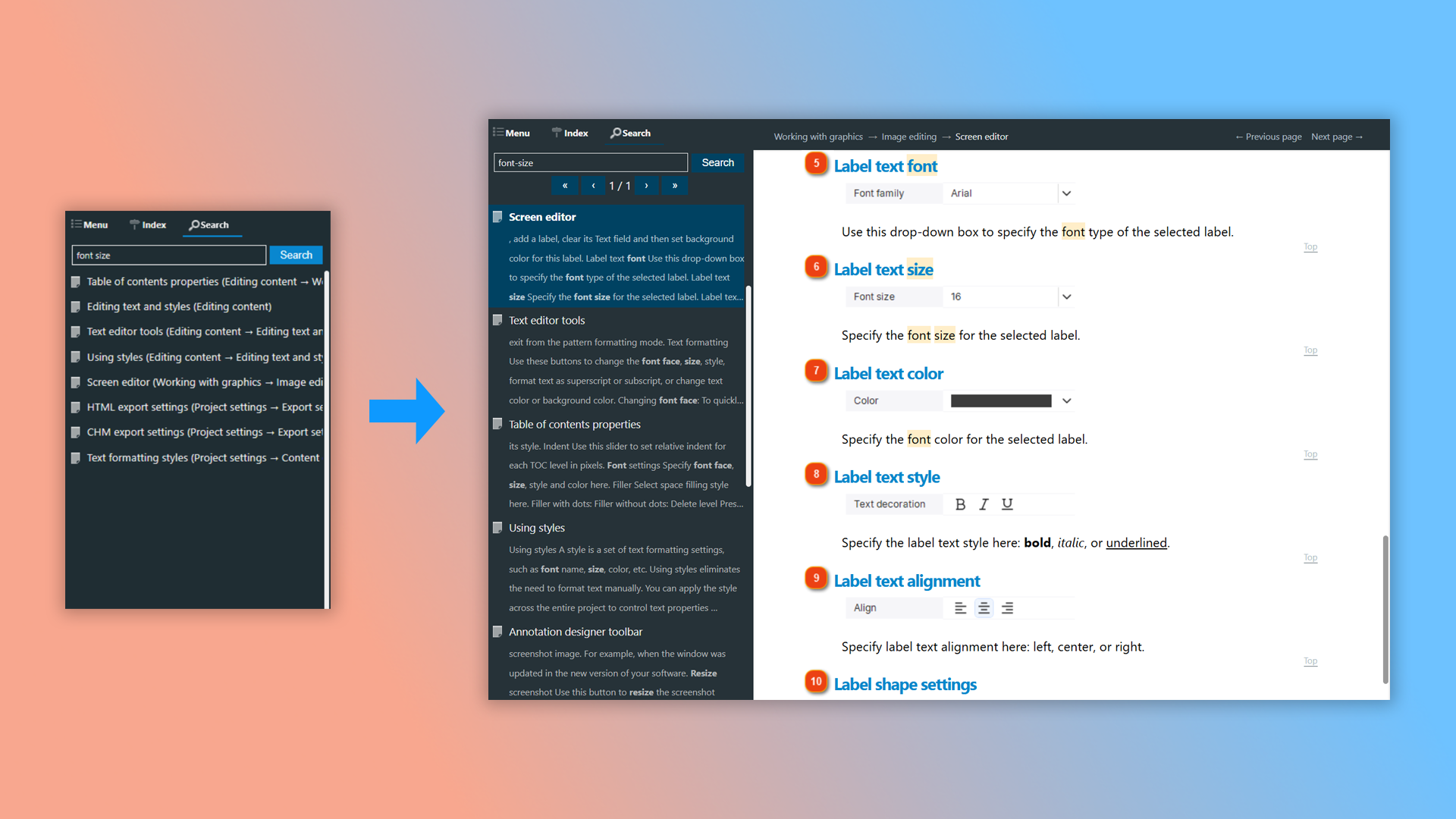 advanced search in user online documentation