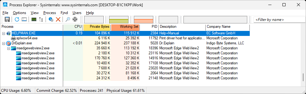 Resource analysis of Help+Manual and Dr.Explain