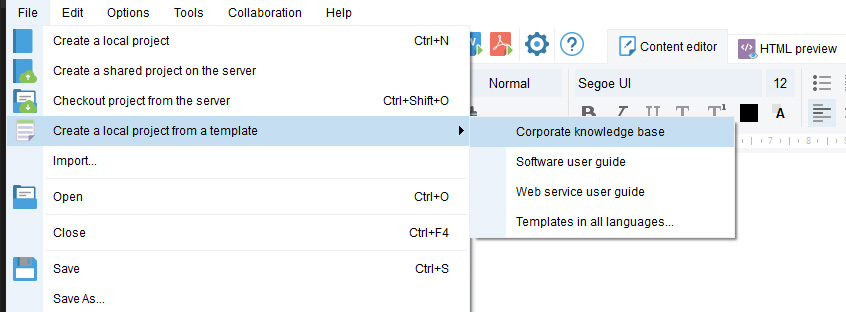 templates for user documentation in the Dr.Explain program