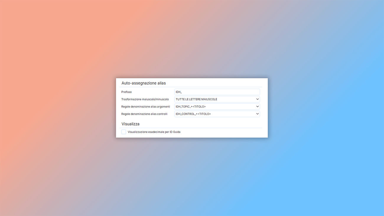 assegnazione automatica dell'Help Context ID agli argomenti