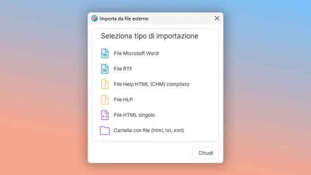 strumento di authoring per help, file esterni