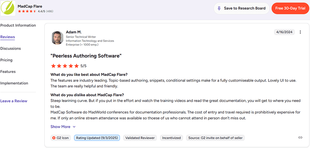 MadCap Flare user reviews