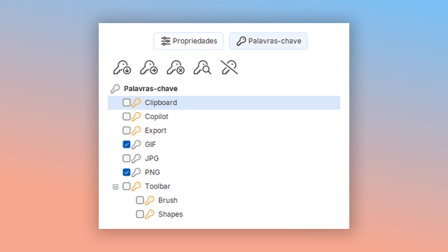 o índice de palavras-chave em ferramenta de criação de ajuda
